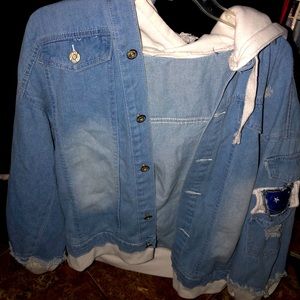 Patched and distressed Jean jacket